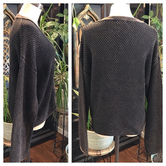 Very J acid wash thermal Waffle Knit slouchy top - Picture 7 of 8